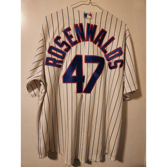 Majestic Cool Base Mens XL MLB Chicago Cubs Rosenwalds 47 White Baseball Jersey - Picture 2 of 6